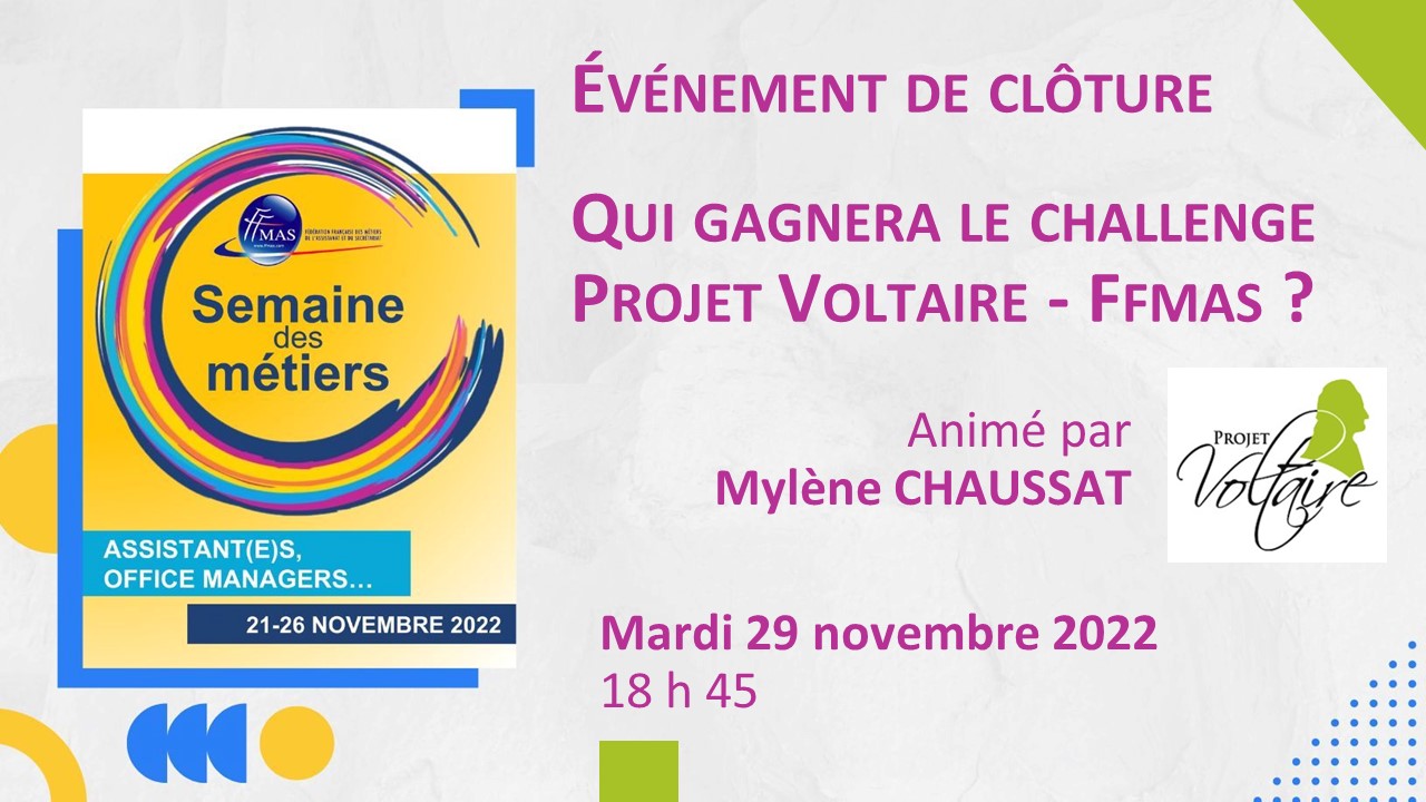 You are currently viewing Relevons le challenge Projet Voltaire – FFMAS | Clôture de la semaine des métiers 2022